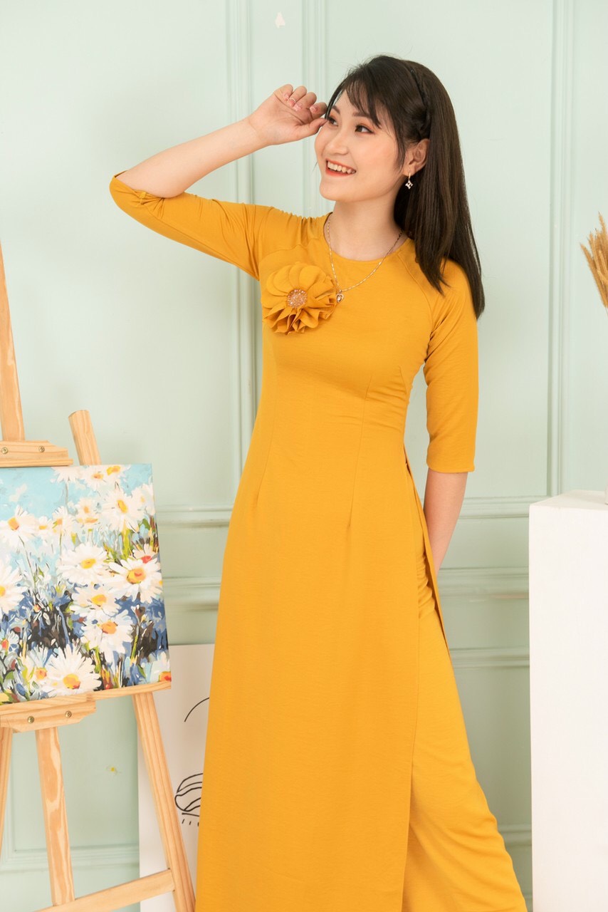 Set Áo Dài Lụa Tây Thi Kèm Hoa - AL39